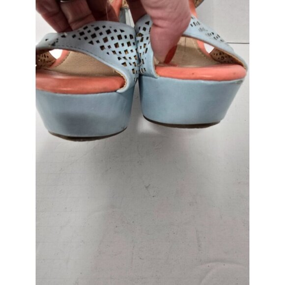 Pastel Blue Platform Wedge Cut Out Sandals size 7 - Picture 5 of 16